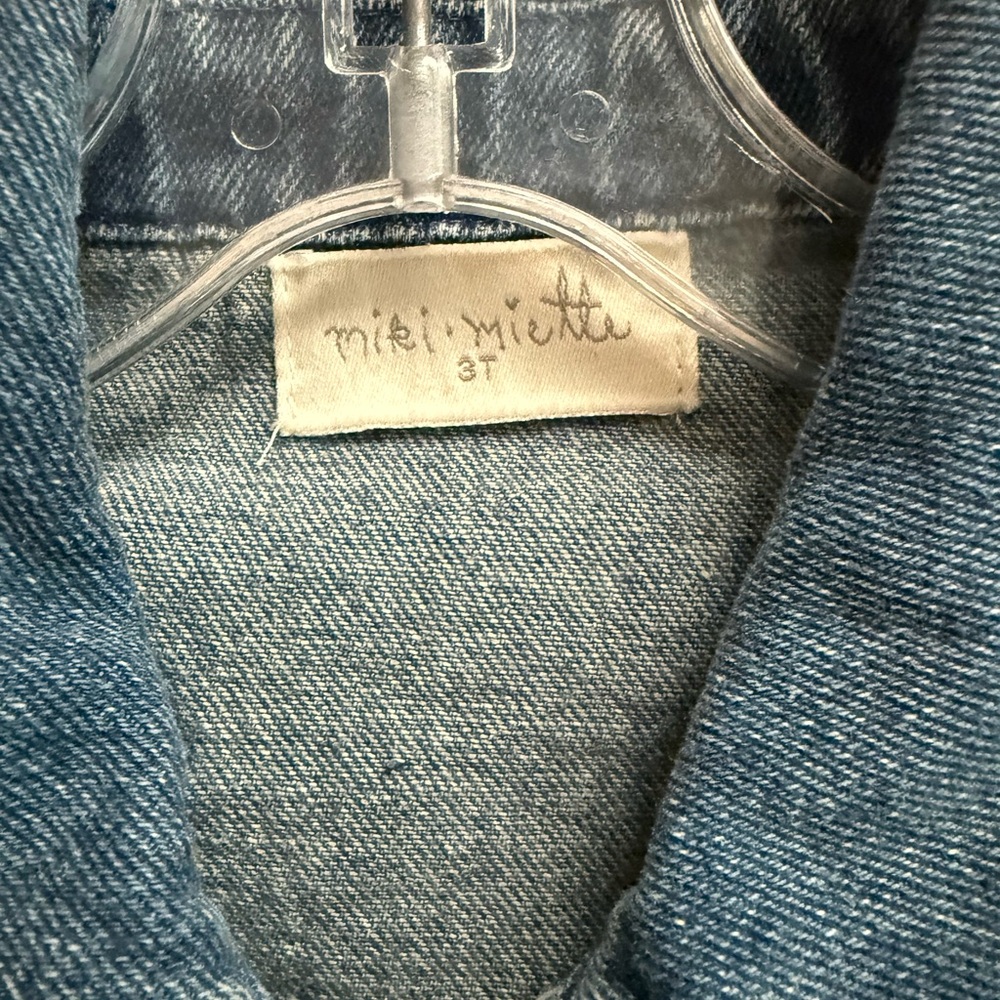 Miki Miette Kids Denim Jacket with Patches - Size 3T - Picture 6 of 7